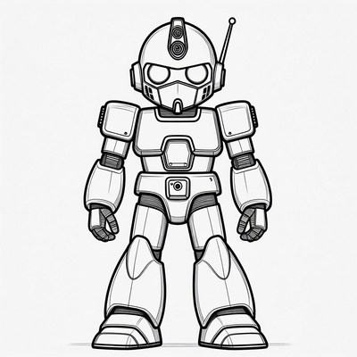 Black and white robot illustration