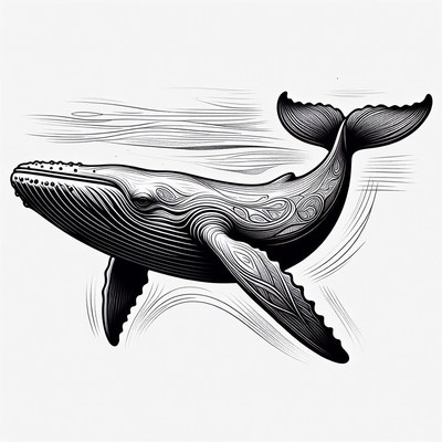 Humpback whale line art illustration