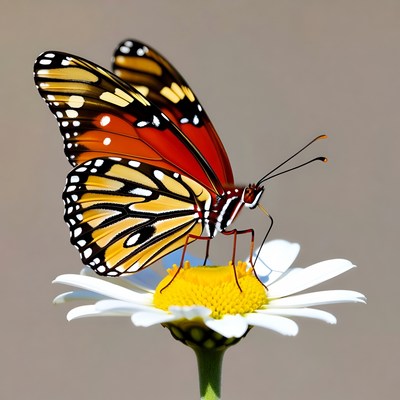 Monarch Butterfly on White Daisy