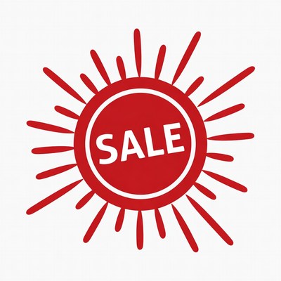 Red Sale Badge with Rays