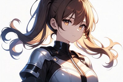 Anime girl in black white armor