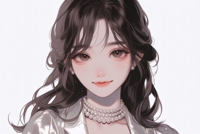 Anime girl with pearl necklace