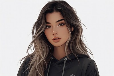 Beautiful Asian girl in hoodie