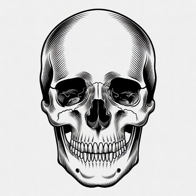 Black Ink Human Skull Illustration
