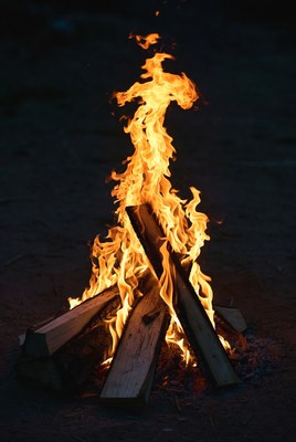 Blazing Campfire at Night