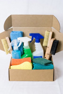 Cleaning Supplies in Open Box