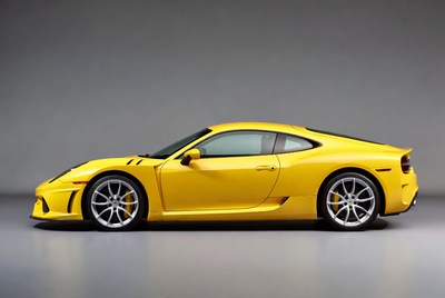 Yellow Ferrari 458 Side View