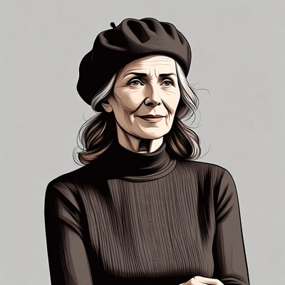Elderly woman wearing black beret