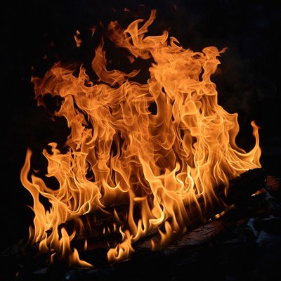 Burning Flames on Black Background