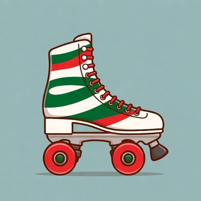 Red Green Striped Roller Skate