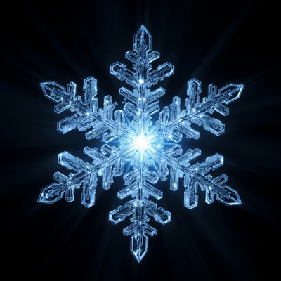 Glowing Blue Snowflake Crystal