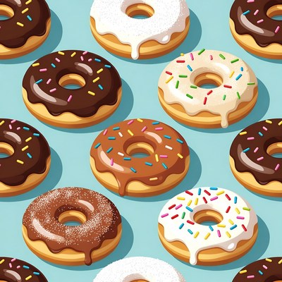 Colorful Donuts Seamless Pattern