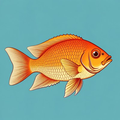 Goldfish on blue background