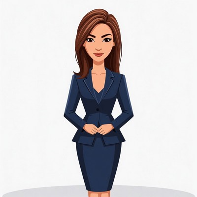 Asian woman in navy business suit