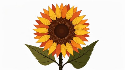 Sunflower illustration with leaves