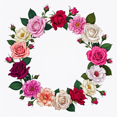 Colorful Rose Wreath Illustration