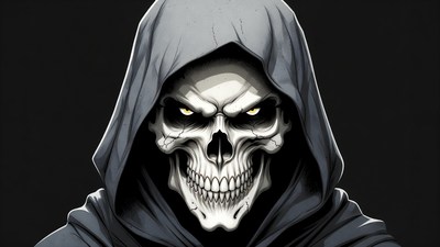 Hooded Skull with Glowing Eyes