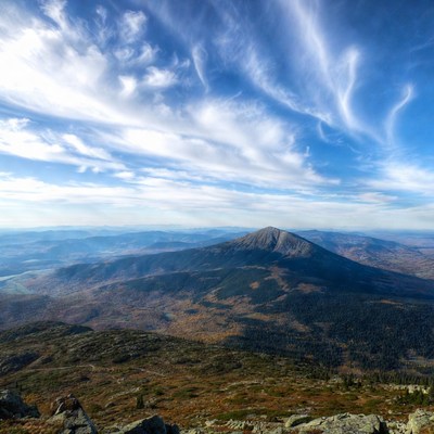 Mountain Peak with Autumn Valley View