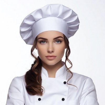 Woman wearing chef hat and uniform