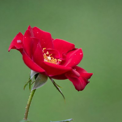 Red Rose with Dew Drops
