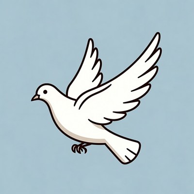 White Dove Flying Illustration