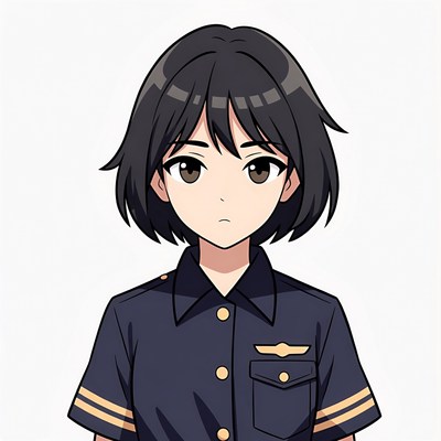 Anime girl in flight attendant uniform
