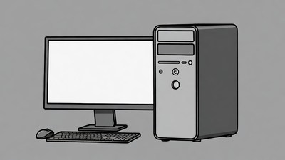 Desktop Computer with Monitor and Keyboard