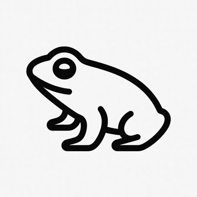 Black line art frog