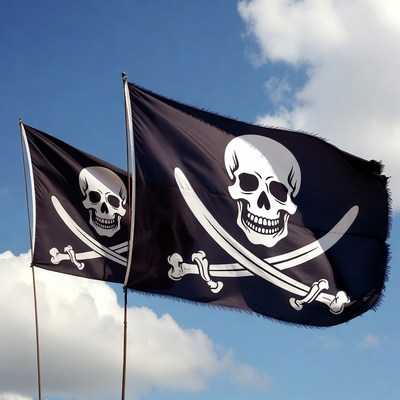 Two Jolly Roger Pirate Flags