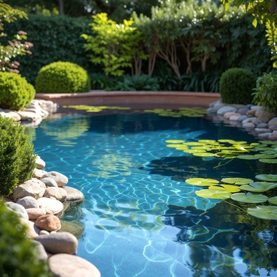 Koi Pond with Lily Pads
