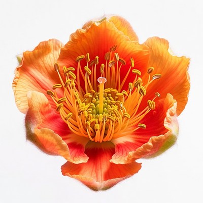 Orange flower with yellow stamens