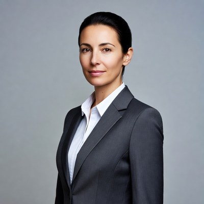 Professional woman in gray suit
