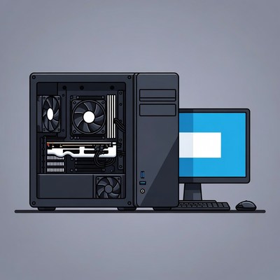 Gaming PC with Monitor Illustration