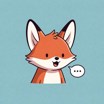 Cute cartoon fox talking