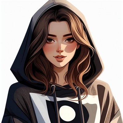 Anime girl in black hoodie