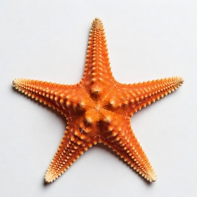 Orange starfish on white background