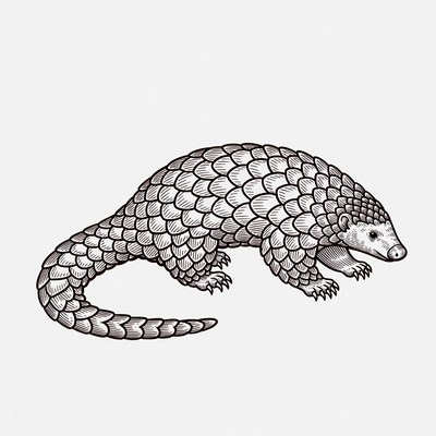 Pangolin illustration on white background