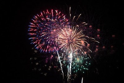 Colorful Fireworks Exploding in Night Sky