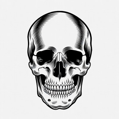 Black Ink Human Skull Illustration