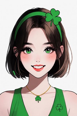 Anime girl with shamrock headband
