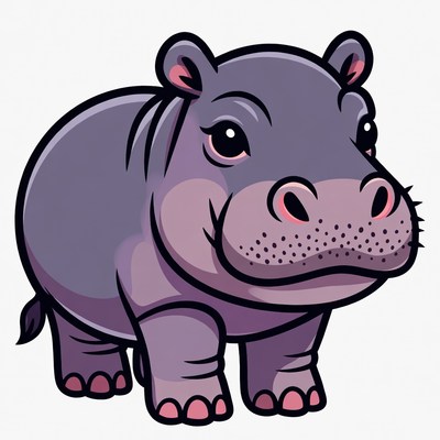 Cute baby hippo illustration