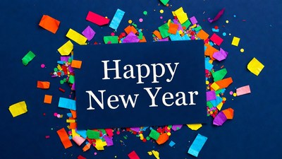 Happy New Year with confetti