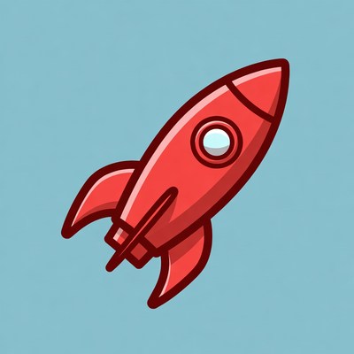 Red Rocket on Blue Background