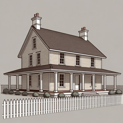 Classic Two-Story House with Wraparound Porch