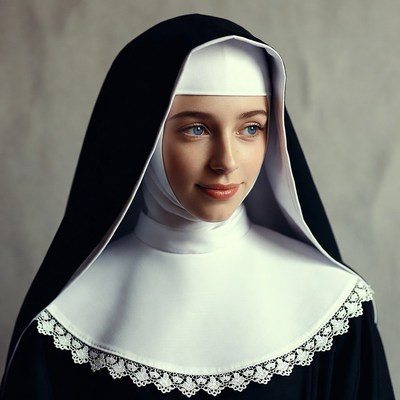 Young woman in nun habit