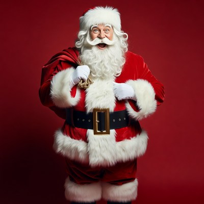 Smiling Santa Claus with sack