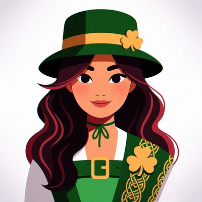 Asian woman in Irish leprechaun hat