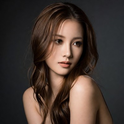 Beautiful Asian woman with long brown hair
