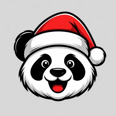 Cute Panda Wearing Santa Hat