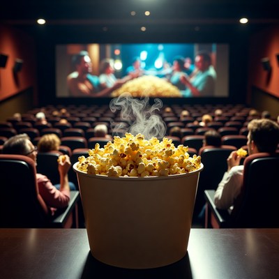 Movie theater with popcorn